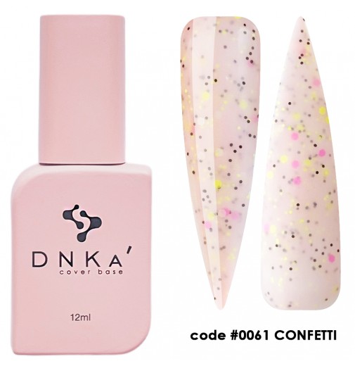 DNK Cover Base №0061 Confetti, 12 мл світло-рожевий з крихтою