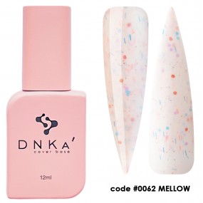 DNK Cover Base №0062 Mellowi, 12 мл ніжно-рожевий з різнокольоровою поталлю