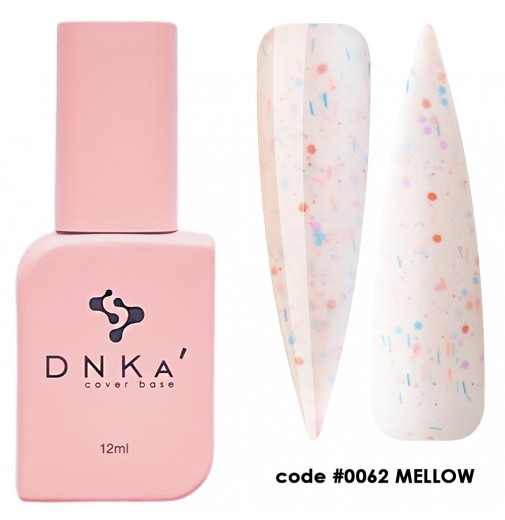 DNK Cover Base №0062 Mellowi, 12 мл ніжно-рожевий з різнокольоровою поталлю
