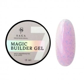 SAGA professional Builder Gel magic 07 (ніжно-рожевий з різнобарвною поталлю), 15 мл